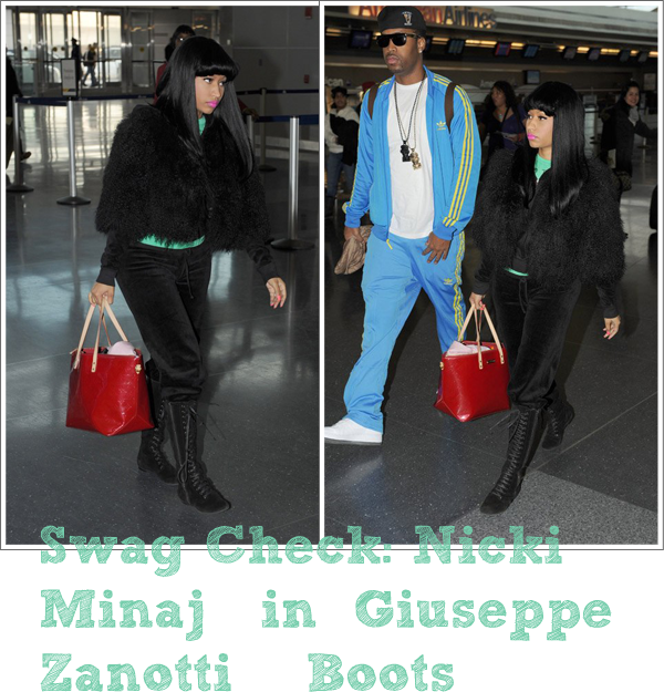 ✓ Swag Check: Nicki Minaj in Giuseppie Zanotti Lace Up Flat Boots