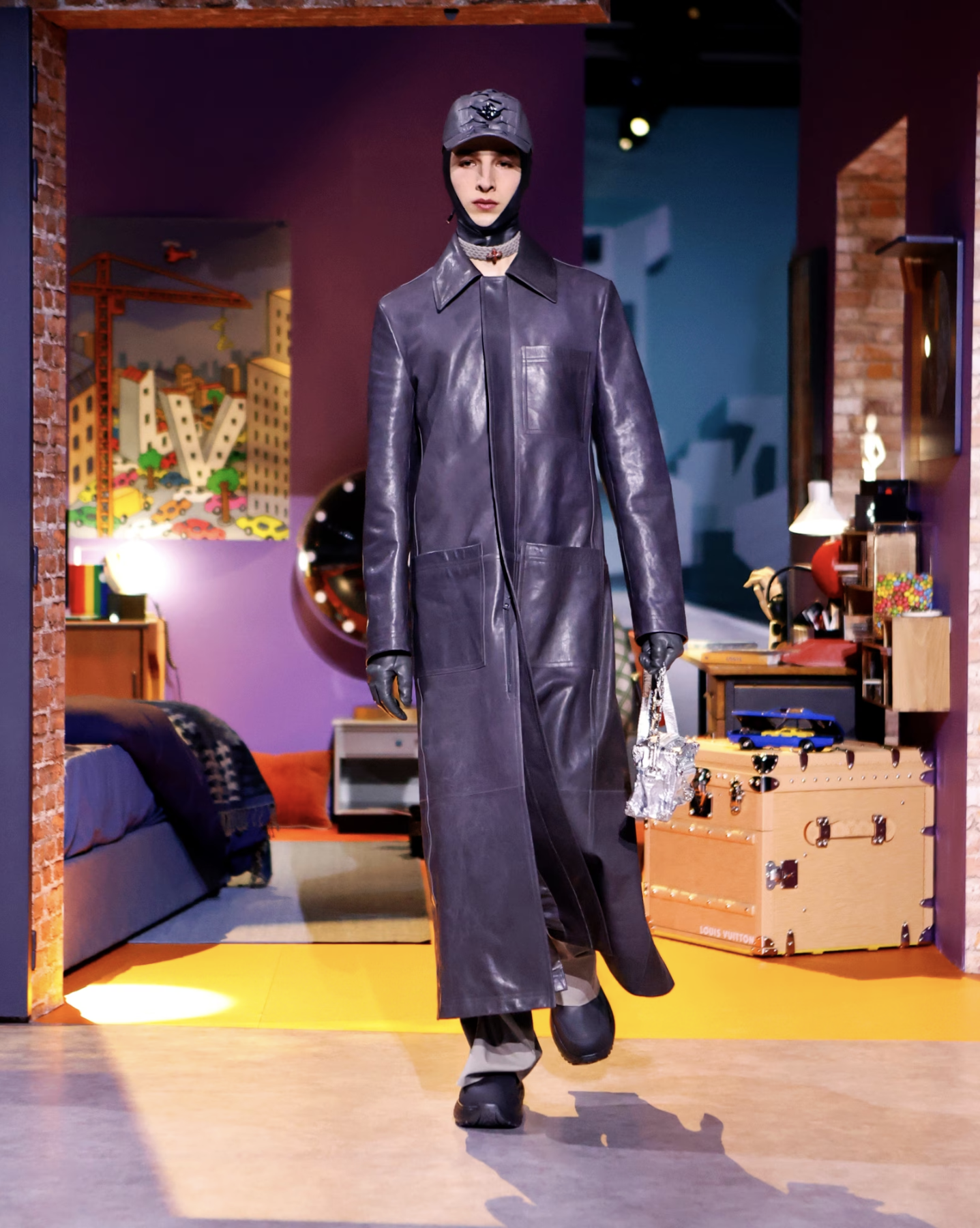 Mens Louis Vuitton Purple Leather Varsity Blouson